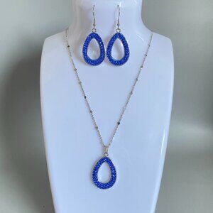 FAC NWT Royal Blue Crystal Necklace & Earrings Set​